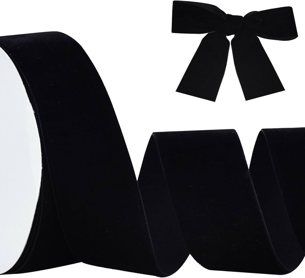 TONIFUL Black Velvet Ribbon 1-1/2 Inch x 10yds, Vintage Velvet Ribbons, for Christmas Wreath Deco... | Amazon (CA)