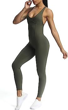 Aoxjox Workout Jumpsuit for Women Brooke Tummy Control Cross Back One Piece Scrunch Gym Yoga Spor... | Amazon (US)