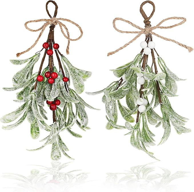 TIESOME Christmas Mistletoe Decor, 2 Pcs Artificial Mistletoe Ornament Mistletoe Hanging Decorati... | Amazon (US)