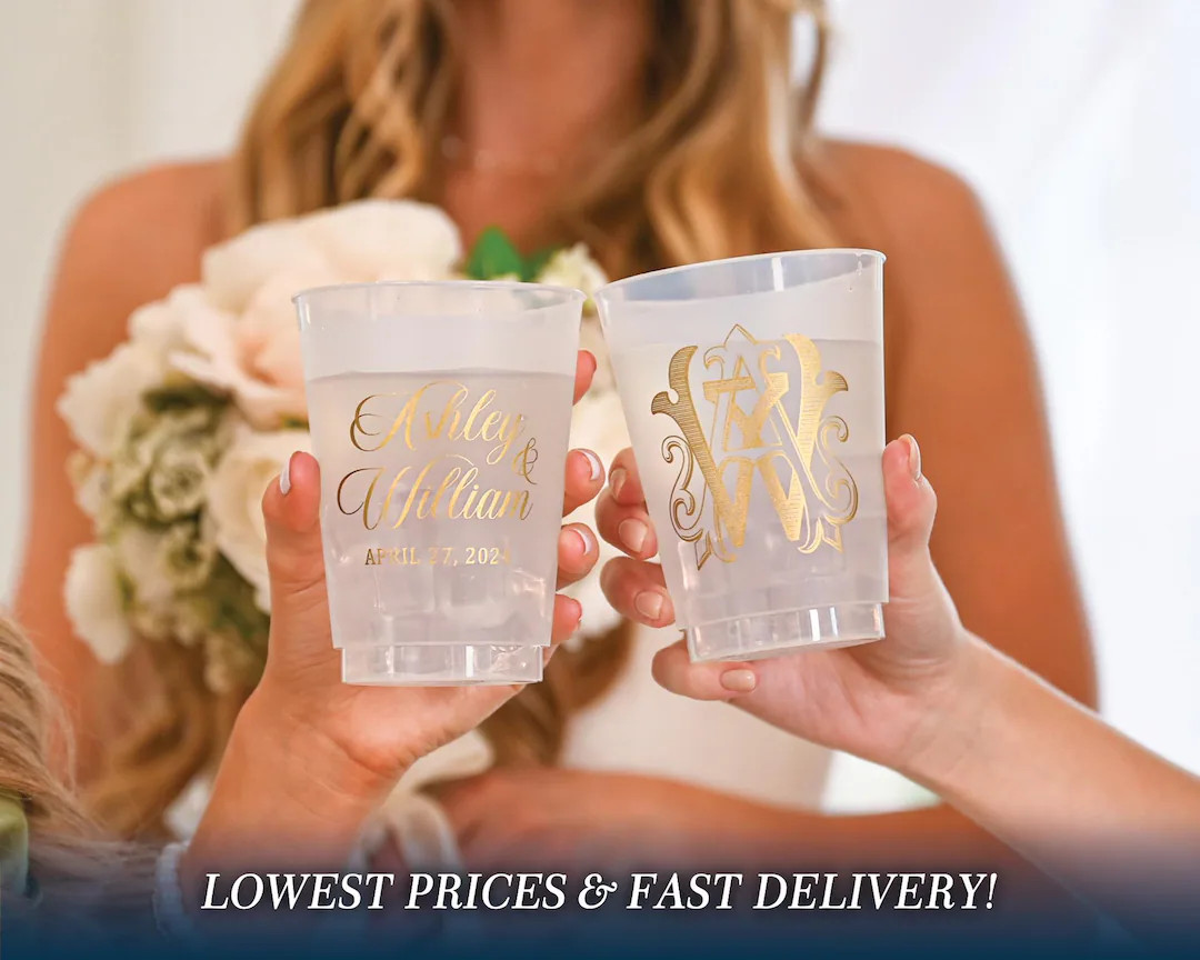 Personalized Wedding Cups - Frost Flex Cups, Interlocking Monogram Cups, Wedding Monogram Cups, C... | Etsy (US)