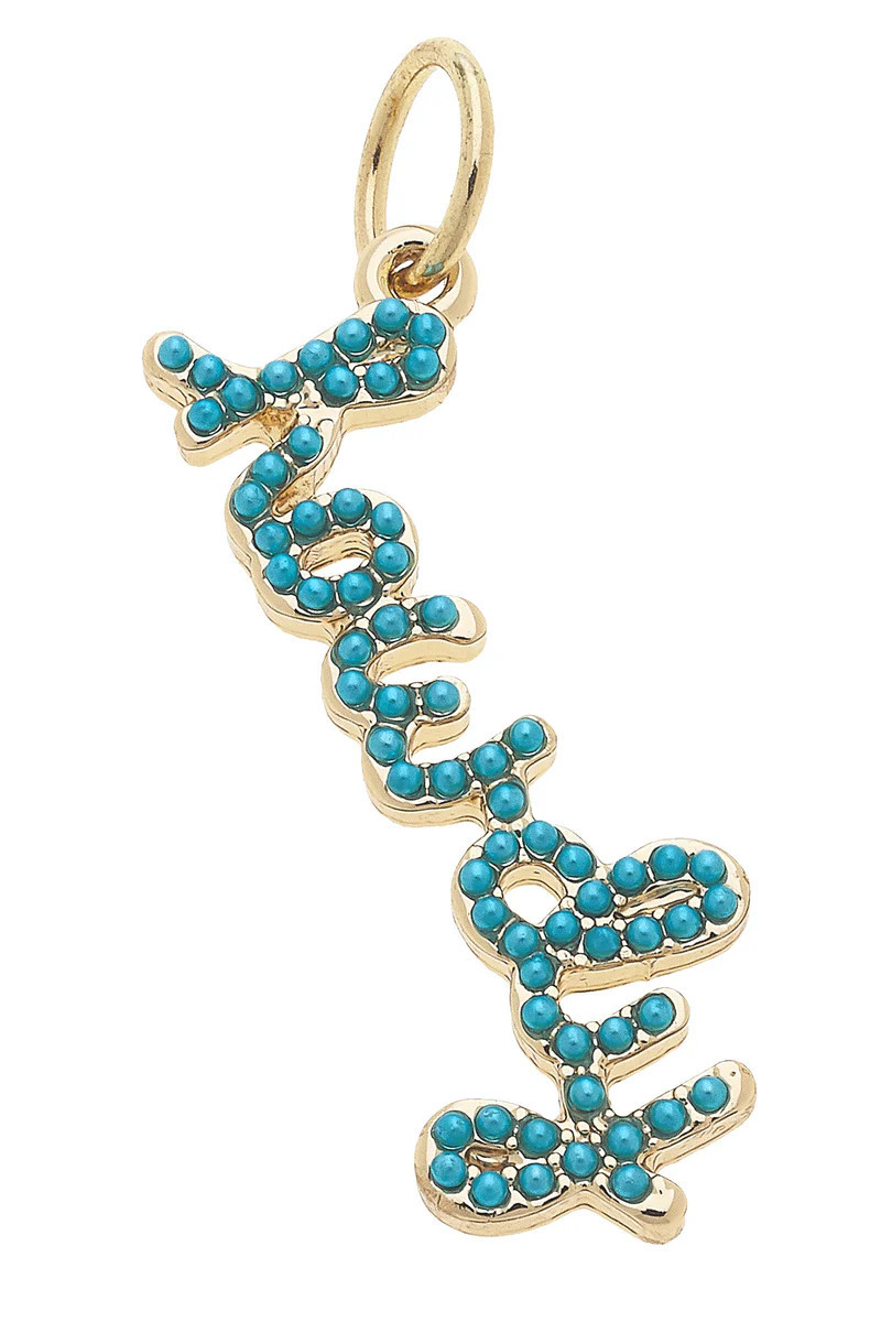 "Howdy" Turquoise-Studded Script Charm | CANVAS