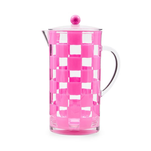 MacKenzie-Childs Pink Check Acrylic Pitcher | MacKenzie-Childs