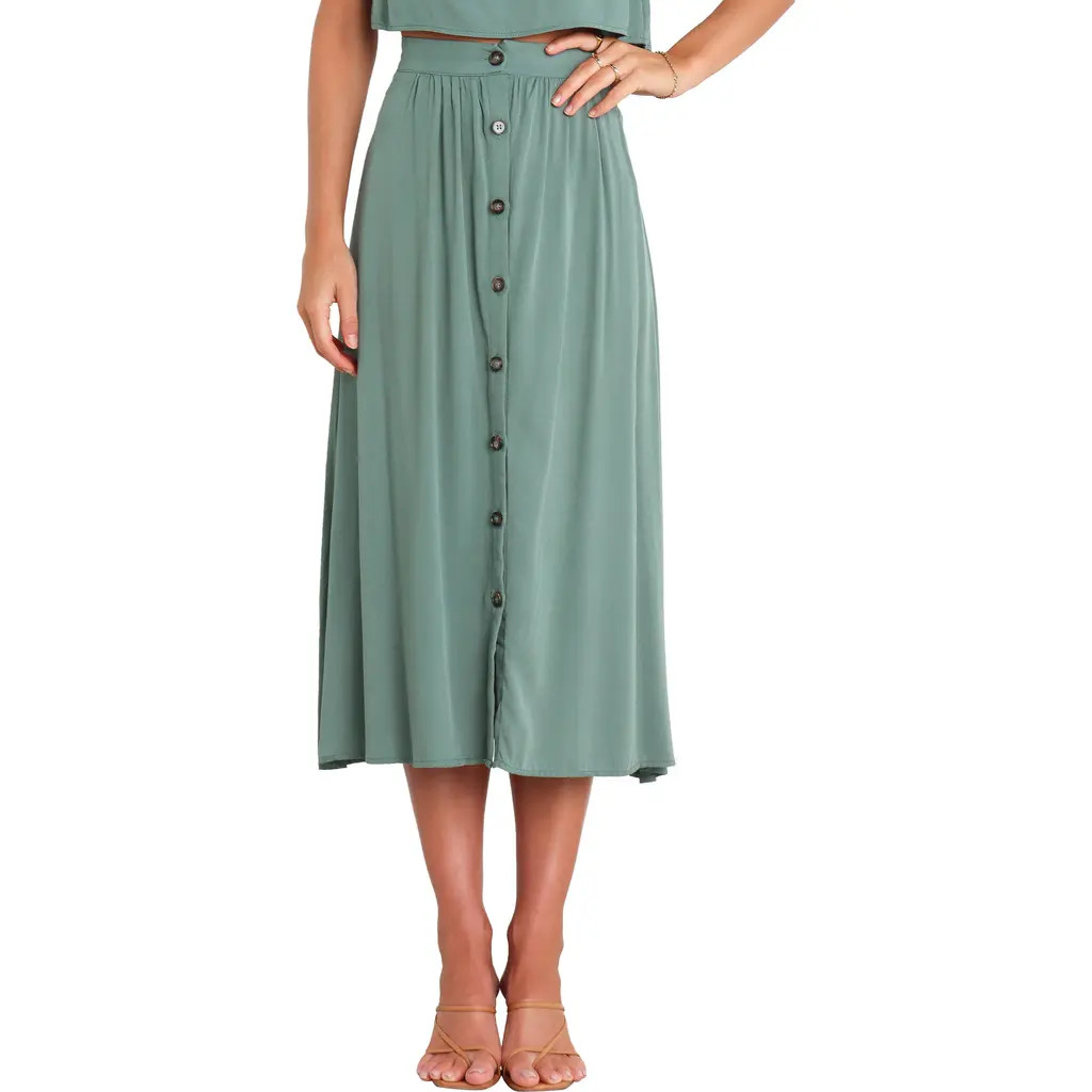 Petal & Pup Ava Button Front Midi Skirt in Green at Nordstrom, Size 12 | Nordstrom