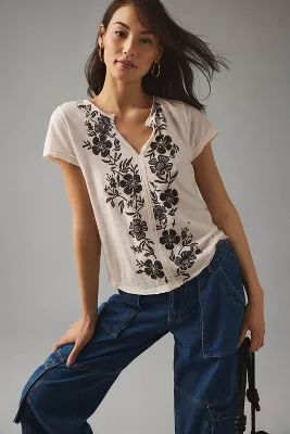 bloomingprint Notched Tee | Anthropologie (US)