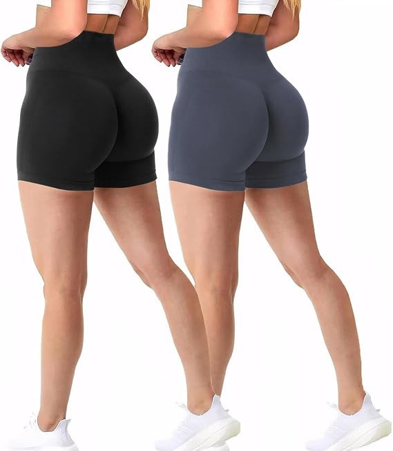 Womens Workout Gym Shorts Seamless High Waisted Scrunch Butt Stretch Booty Biker Running Yoga Sho... | Amazon (US)