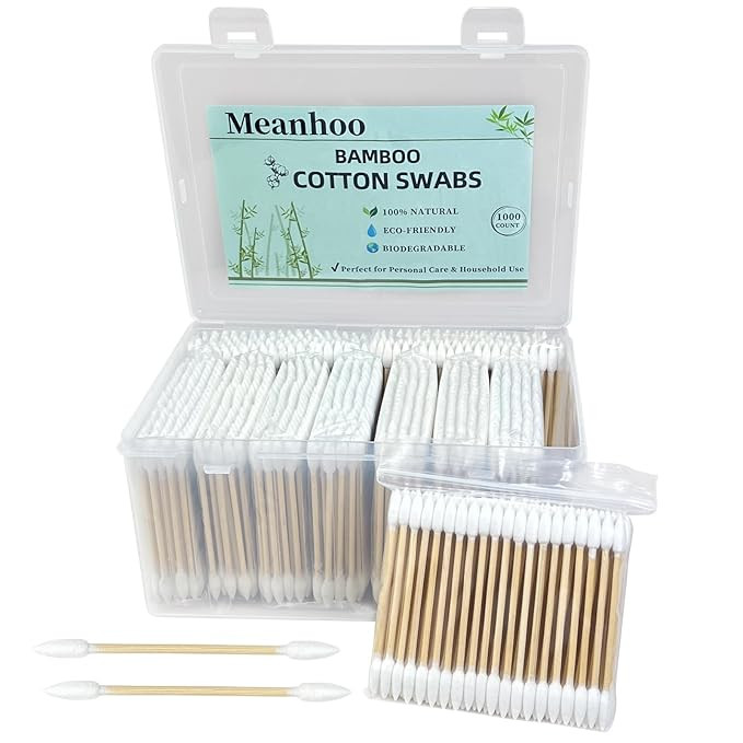 1000 Count (2000 Tips) Bamboo Cotton Swabs, Double Pointed Organic Cotton Swabs with Durable Bamb... | Amazon (US)