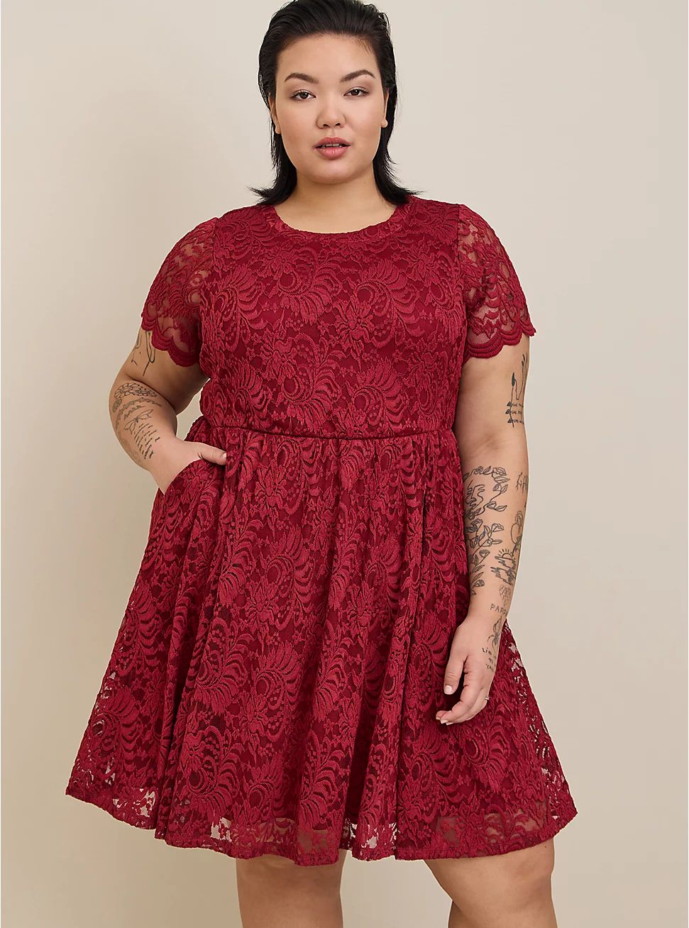 Mini Lace Fit Flare Dress | Torrid (US & Canada)