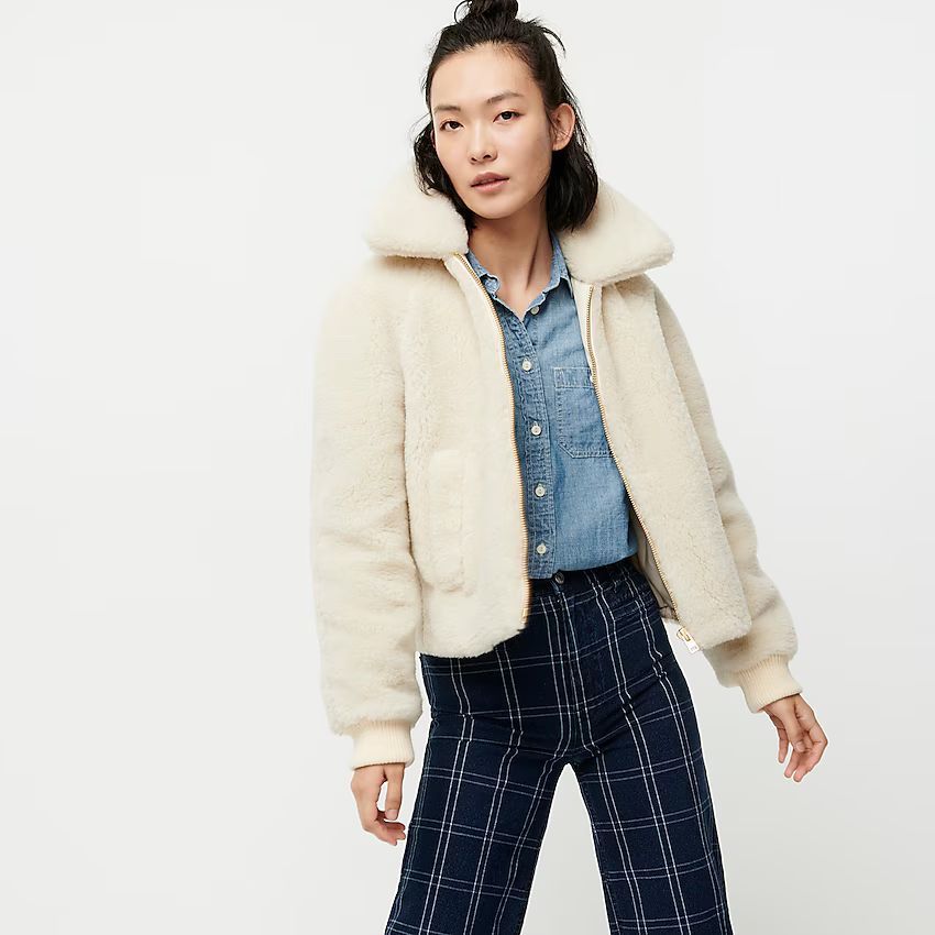 Plush fleece bomber jacket | J.Crew US