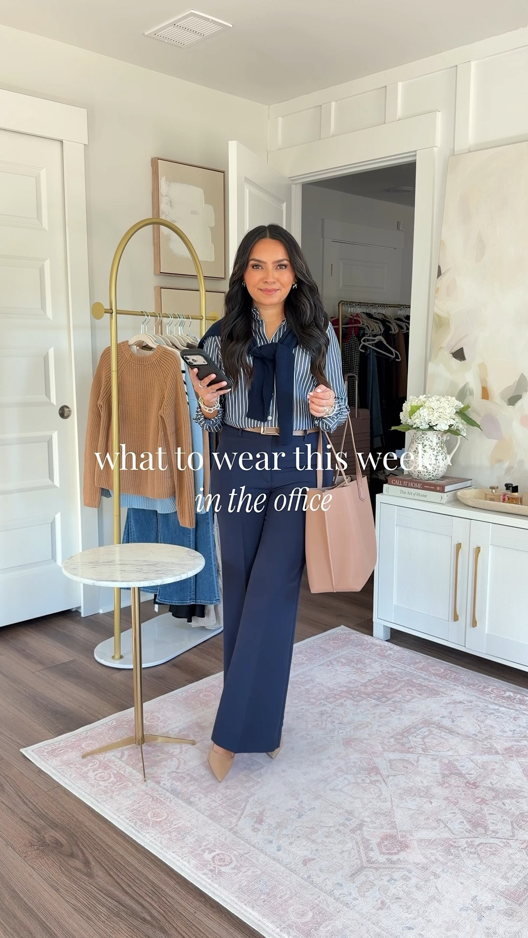 Workwear office outfits - petite friendly!
For reference: I’m 5’0, 32b bra size, and 2/26 in bottoms, pear shaped. 
*Everything I share is unaltered! TTS means true to size. Between size 5-6.5 in shoes

Blue striped button down size 0 regular TTS
Navy night sky cardigan size xs petite TTS
Tan belt size small TTS
Navy night sky pants size 2 petite TTS
Tan desert sand heels size 5 TTS

Cropped trench coat jacket size xxs regular TTS
Ivory cashmere sweatshirt size xs TTS
Black pants size 2 petite TTS
Tan desert sand heels size 5 TTS

Green cropped cardigan size xs TTS - exact color in this cardigan is currently sold but I linked another cardigan in the same color, check back for restocks!
Green moss striped button down size xxs regular TTS
Tan pants size 2 petite TTS
Tan desert sand heels size 5 TTS

Ivory cropped cardigan size xs TTS
Ivory cashmere sweatshirt size xs TTS
Black ankle pants size 2 petite TTS
Black loafers size 5 TTS


Navy cashmere sweatshirt size xs TTS
Navy blazer is old from Ann Taylor - linked a similar option
Jeans size 26 petite TTS - petite is labeled as Lil in this brand 
Tan desert sand heels size 5 TTS


#LTKWorkwear #LTKootd #LTKPetite