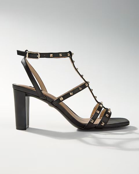 Strappy Studded Mid-Heel Sandal | White House Black Market