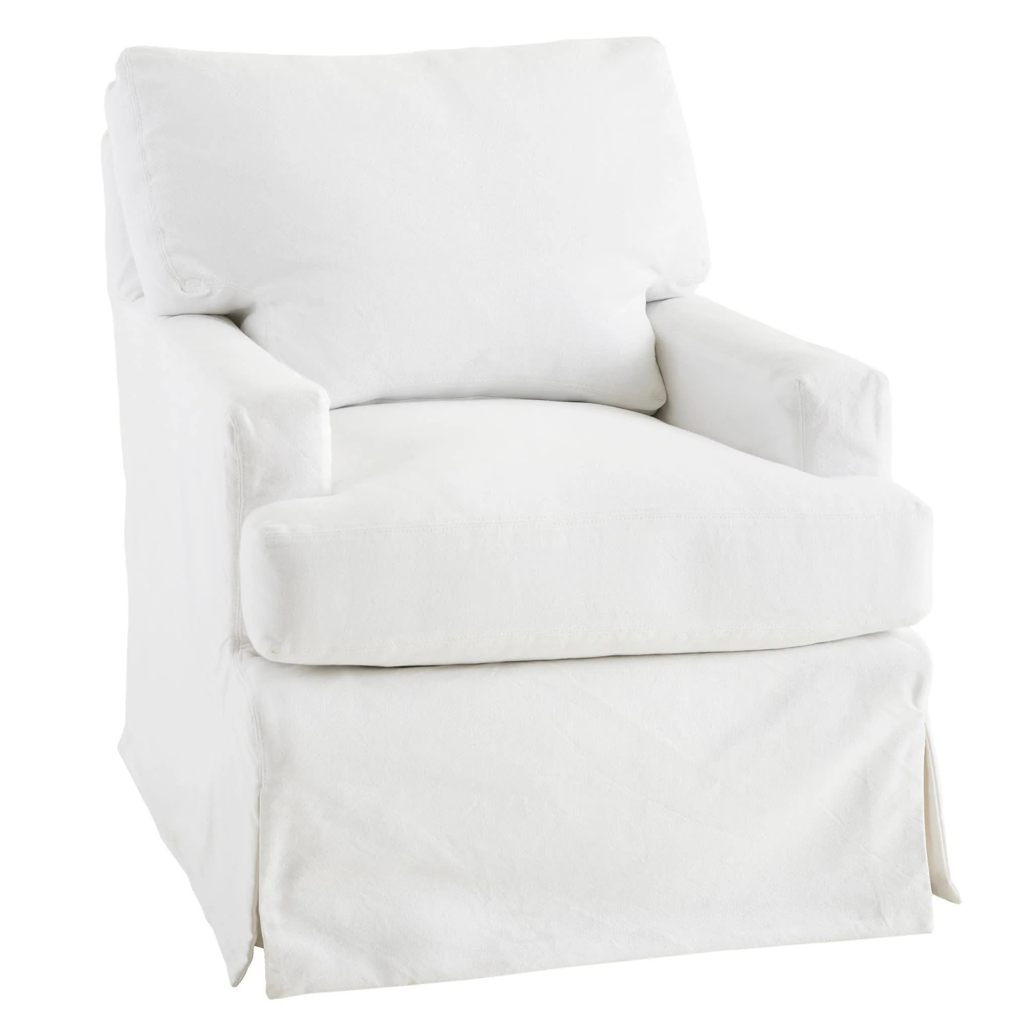 White Saybrook Slipcovered Swivel Chair | Annie Selke