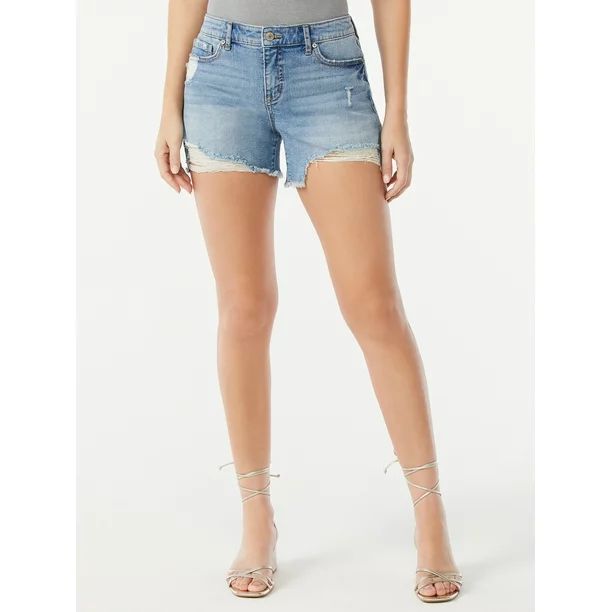 Sofia Jeans by Sofia Vergara Women's Lila Mid Rise Destructed Hem Shorts - Walmart.com | Walmart (US)