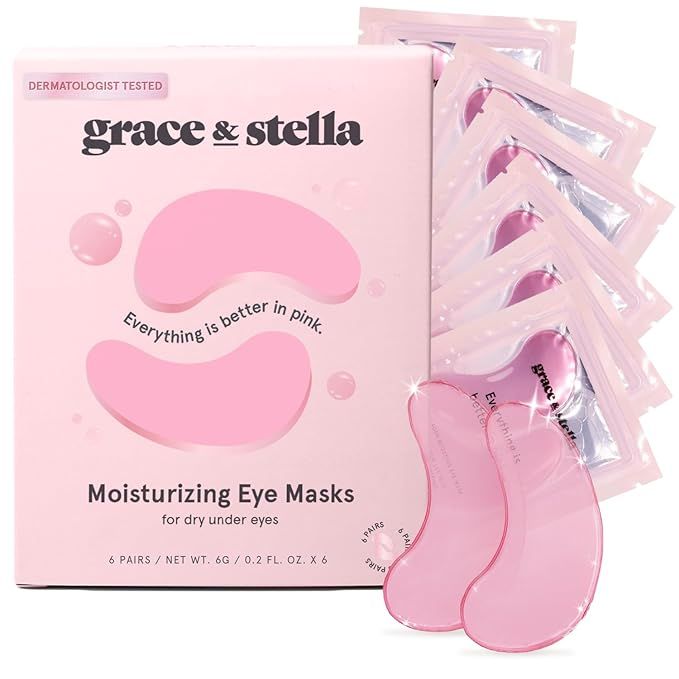grace & stella Award Winning Under Eye Mask (Pink, 6 Pairs) Reduce Dark Circles, Puffy Eyes, Unde... | Amazon (US)