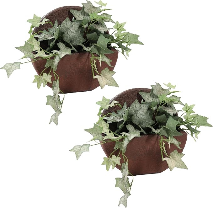 Sunnydaze Round Indoor/Outdoor Wall Planter - 12-Inch Polyresin Wall-Hanging Flower Pot for The P... | Amazon (US)