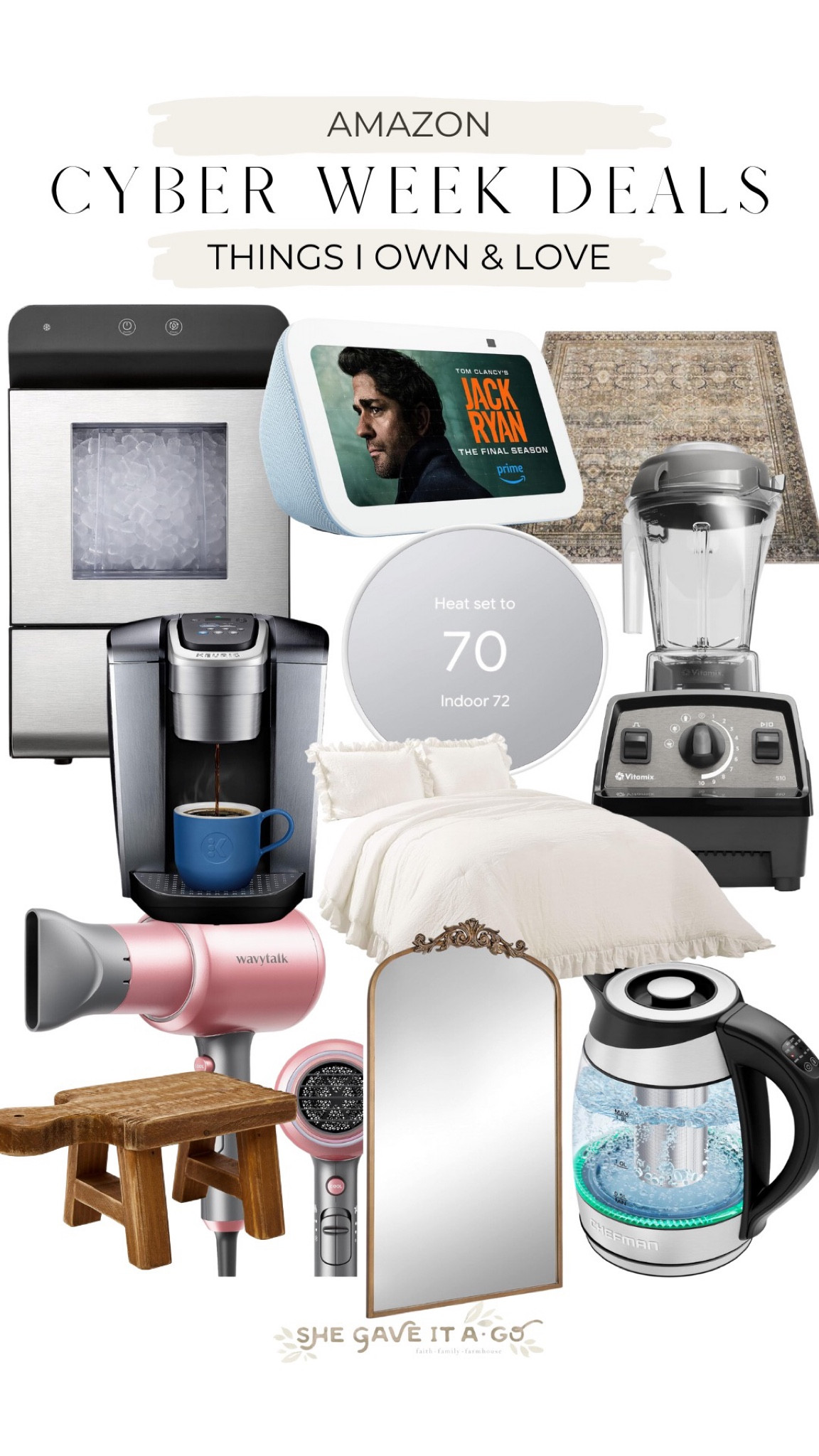 These are deals I own and love from amazon for cyber monday! This mirror sits in our foyer, and we use the vitamin for smoothies. icemaker/ amazon bedding/ echo

#LTKHoliday #LTKSeasonal #LTKCyberWeek