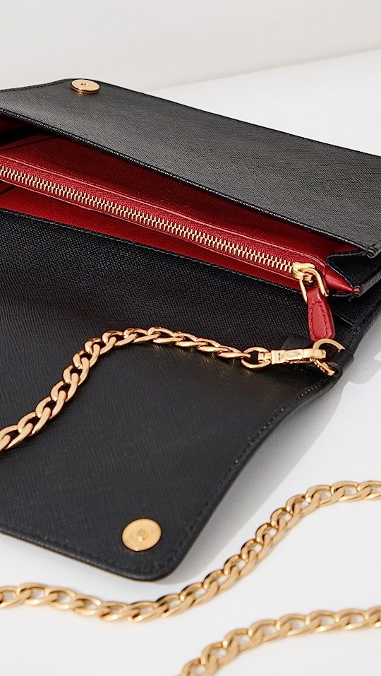 Prada Black Saffiano Wallet On Chain | Shopbop