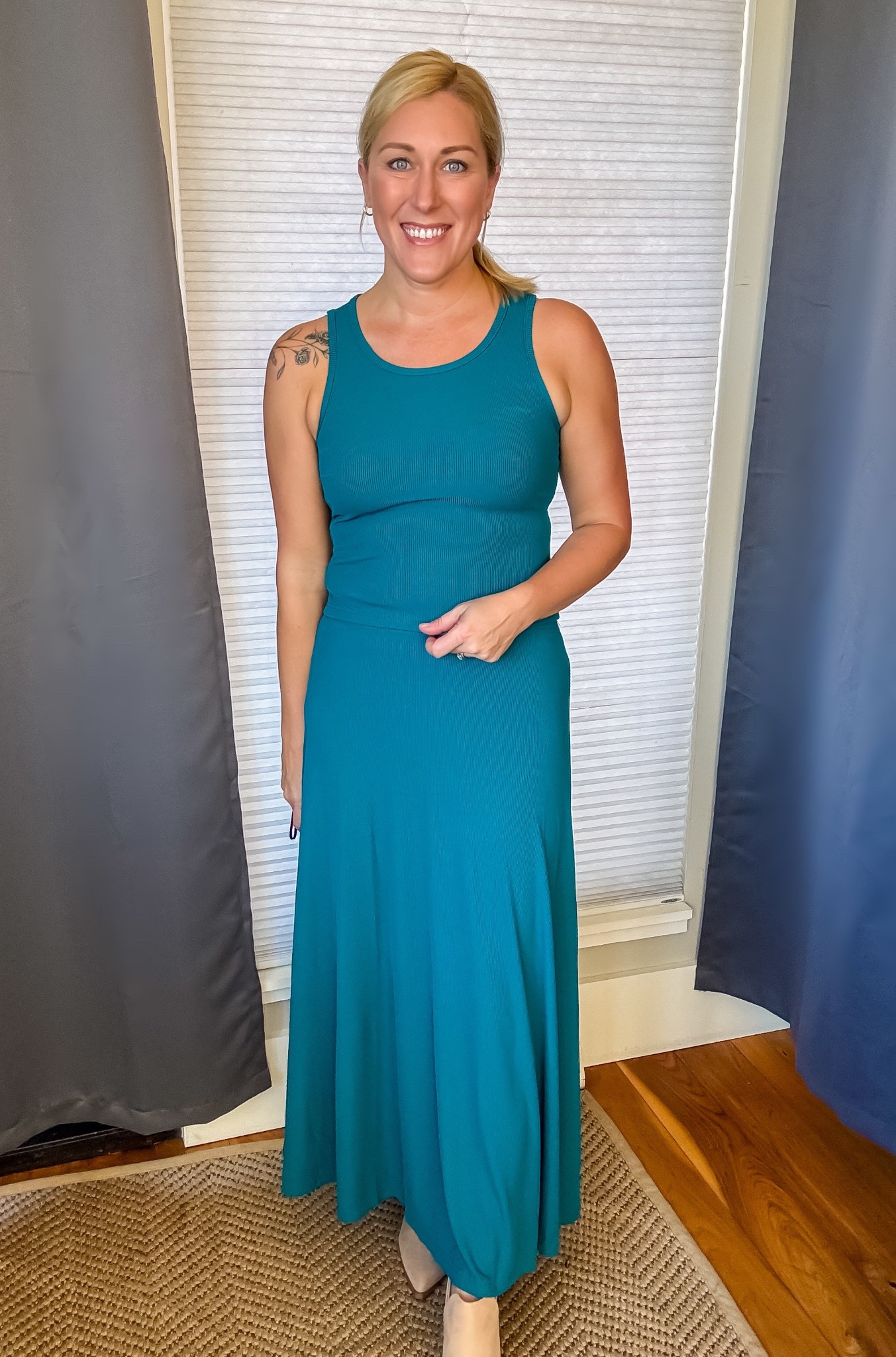 Two piece sets are my favorite! I love the comfort and ease, not to mention that they are super trendy and cute. This one is flowy and made from extra stretchy fabric for a great fit. Available in TONS of colors!