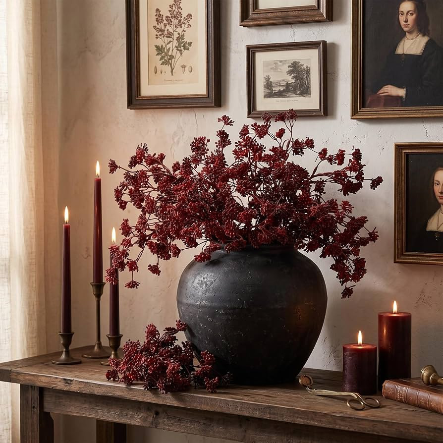 Yinder 18 Pcs Fall Artificial Faux Berry Stems, Sedum Berry Stems for Vases | Amazon (US)