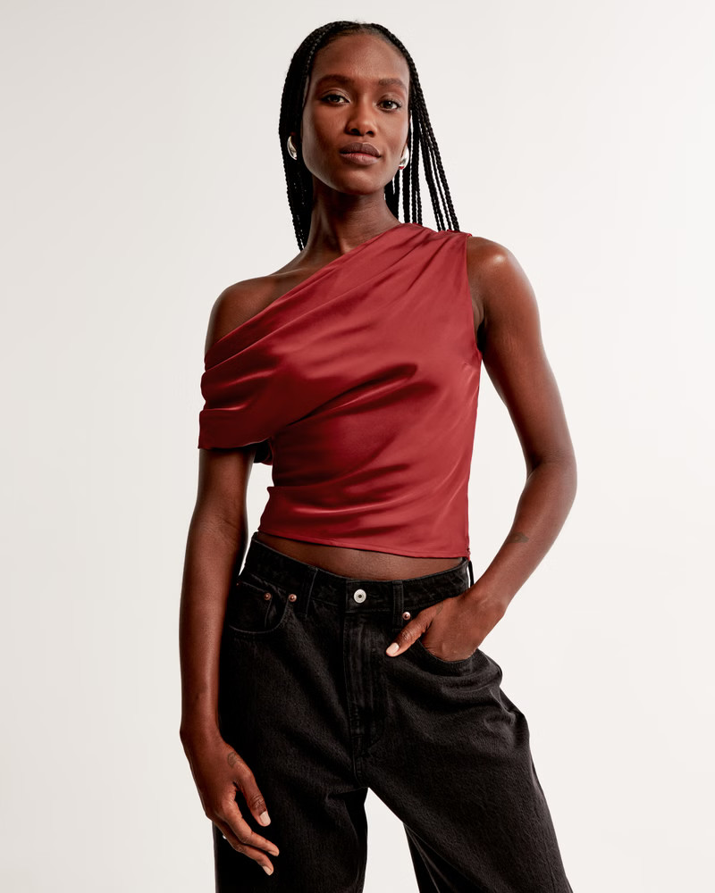 Women's Asymmetrical Satin Set Top | Women's Tops | Abercrombie.com | Abercrombie & Fitch (US)
