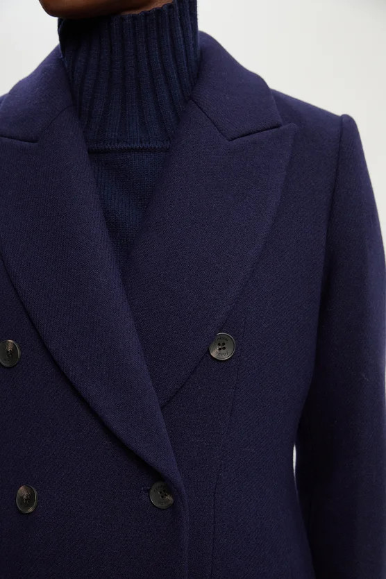 Wool Double Breasted Tailored Midi Coat | Karen Millen UK + IE + DE + NL