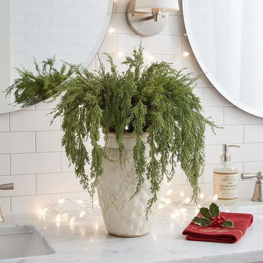 MISSPIN 10 Pcs 35 Inches Christmas Cedar Branches, Artificial Christmas Cedar Branches DIY Crafts... | Amazon (US)