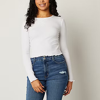 Arizona Womens Juniors Round Neck Long Sleeve T-Shirt | JCPenney