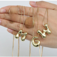 Creative A-Z Balloon Bubble Letter pendant Neckalce for Women 18k Gold Plated Chunky Initial | AliExpress UK