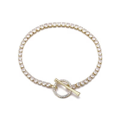 Adornia 14k Gold Plated Crystal Toggle Tennis Bracelet | Target