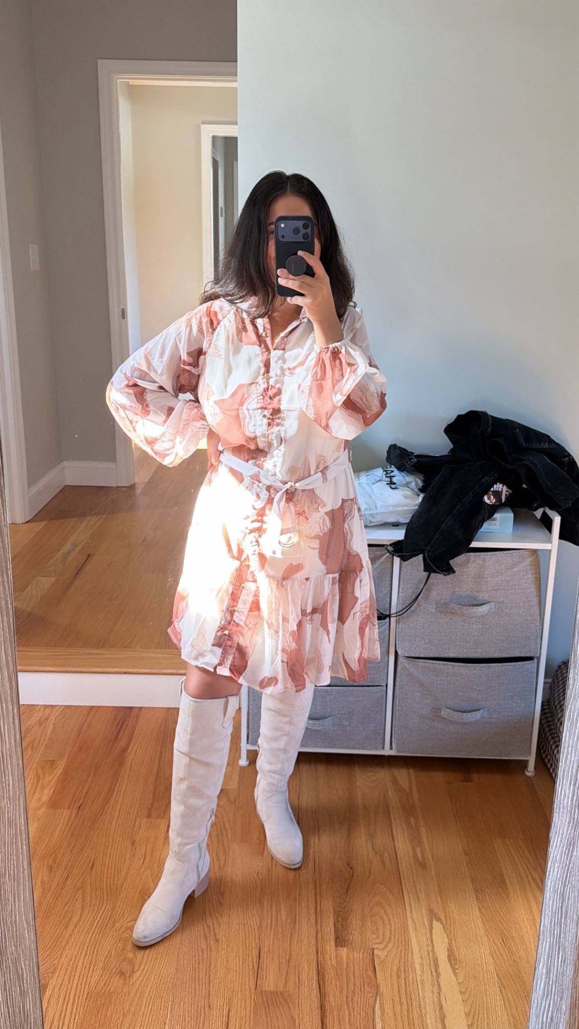 Floral beige/brown long sleeve flowy mini dress with belt 

#dress #fall #falldress #longsleeve #longsleevedress #minidress #flowydress #semiformal #casual #casualdress #semiformaldress #fallfashion #fallstyle #amazon #amazonfind #amazonfashion #amazonstyle #ltkfind #ltkfashion #bumpfriendly #postpartum #postpartumfriendly 

#LTKSeasonal #LTKFindsUnder100 #LTKStyleTip