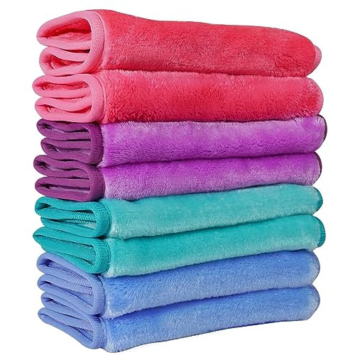 Nugilla Makeup Remover Cloths, 8 Packs Makeup Remover Towels Reusable Face Wash Cloth, Soft Microfiber Face Cloth for Women | Amazon (US)