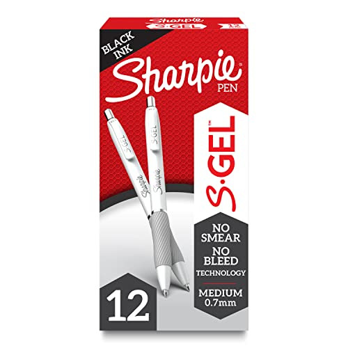 SHARPIE S-Gel, Gel Pens, Medium Point (0.7mm), Pearl White Body, Black Gel Ink Pens, 12 Count | Amazon (US)