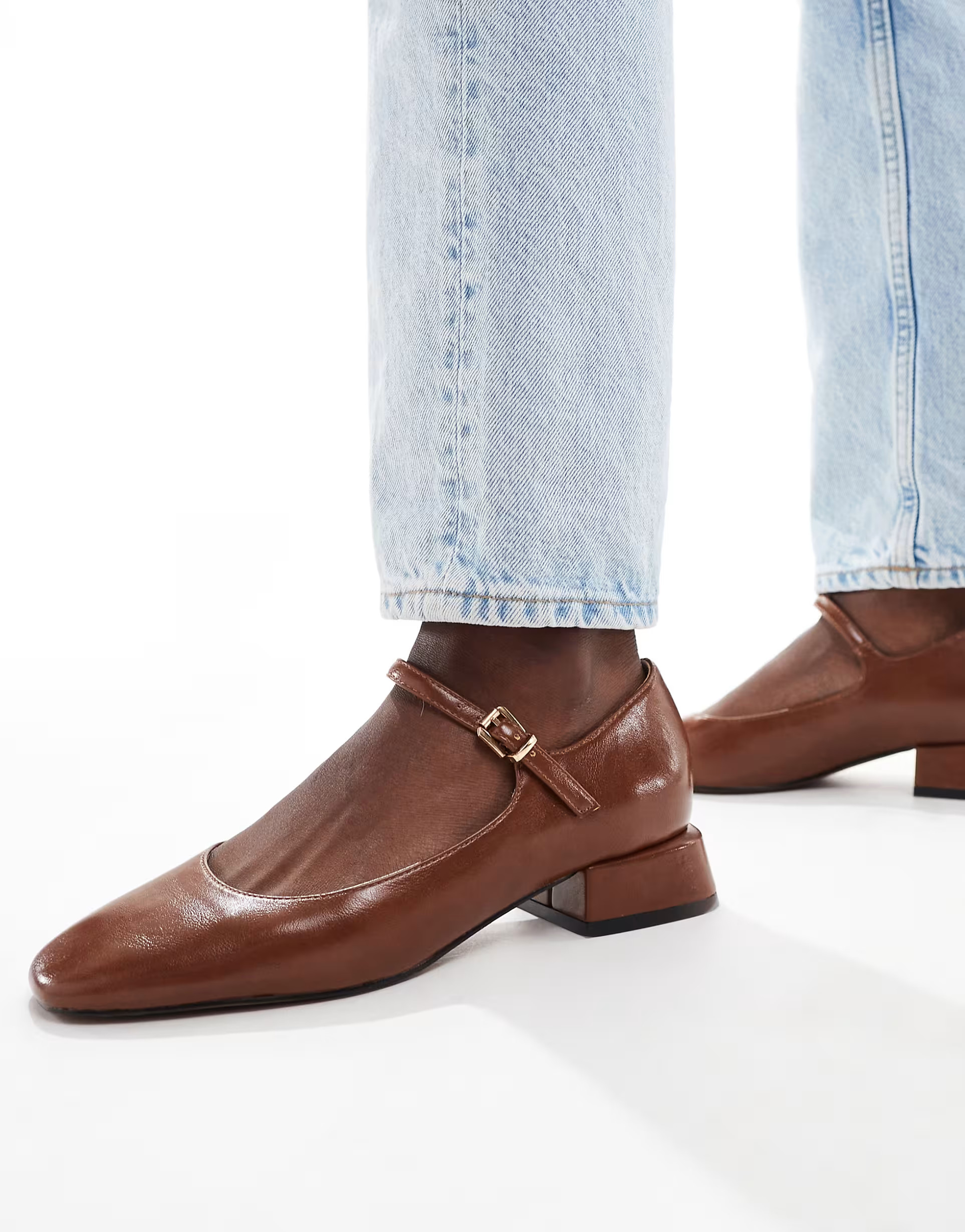 ASOS DESIGN Lead heeled Mary Jane Ballet in brown | ASOS (Global)