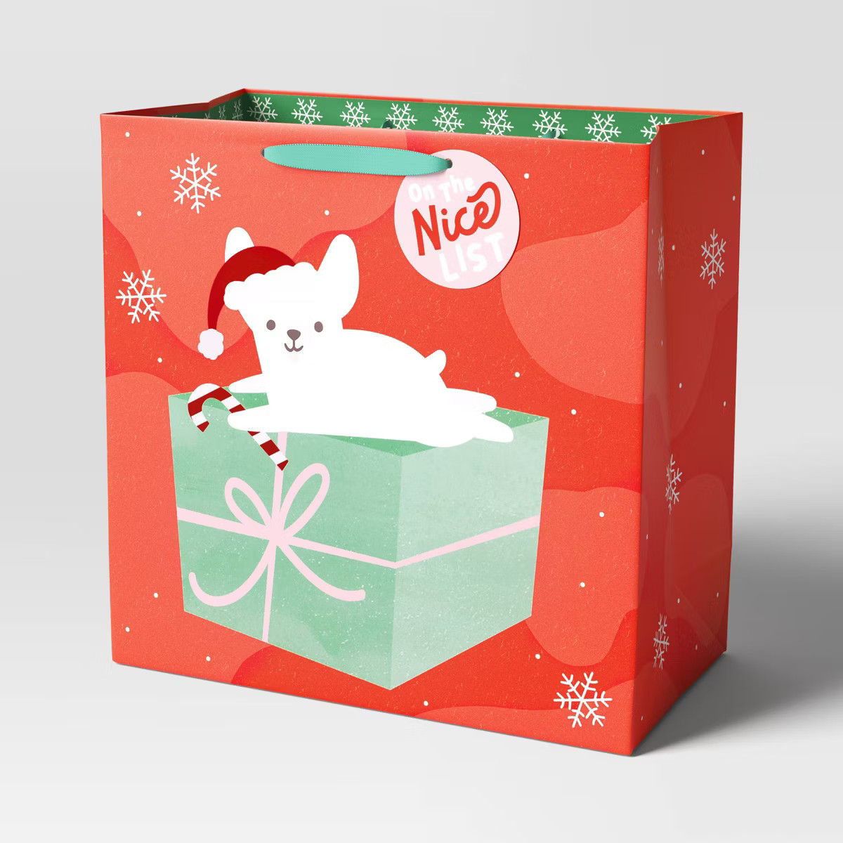 Dog in Present Large Square Christmas Gift Bag Red - Wondershop™ | Target