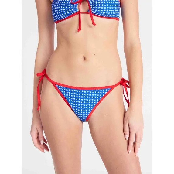 No Boundaries Stars and Stripes Low Rise String Swim Bottoms, Women's XXS-XXL | Walmart (US)