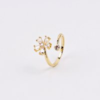 Custom Handmade 1Pcs Dainty 18Kt Gold Filled Geometry Five Petal Flowers Zircon Opening Ring Stylish | Etsy (US)