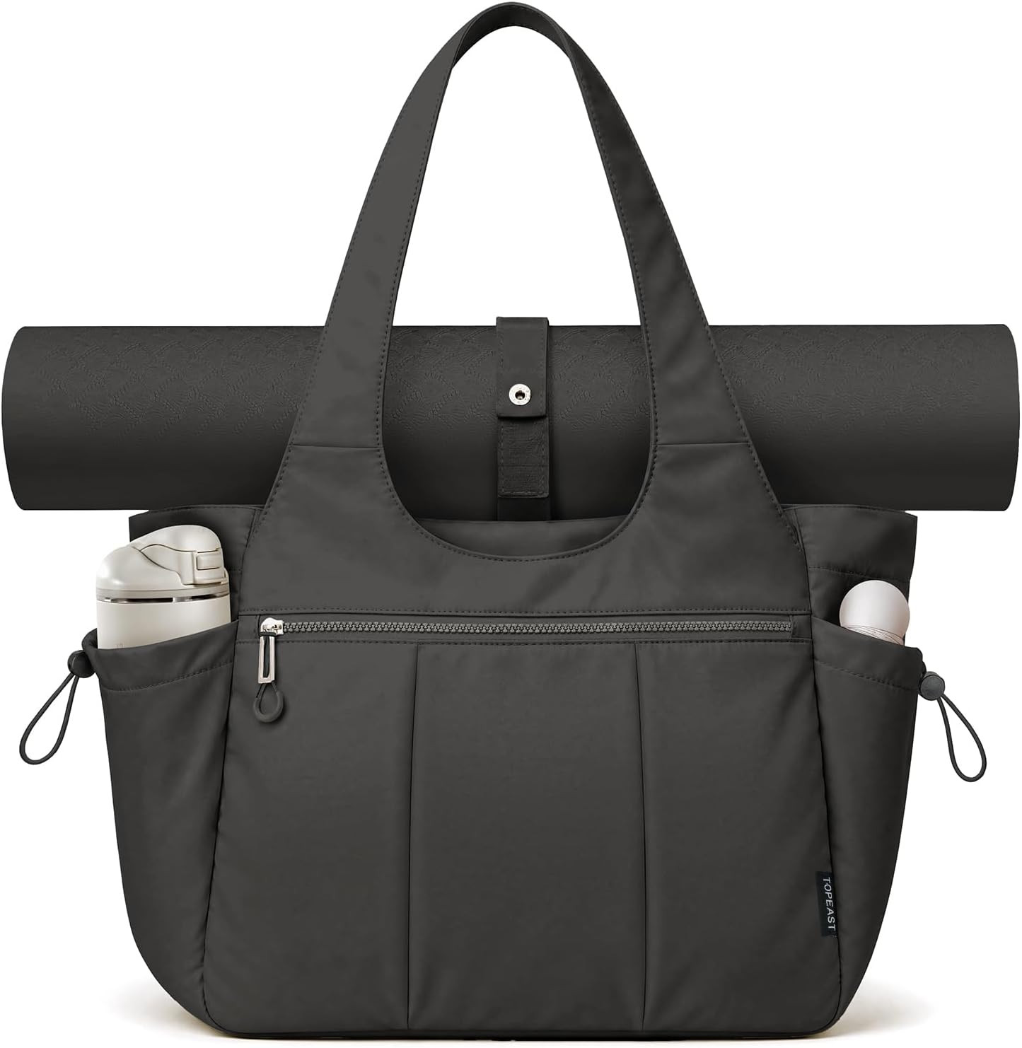 TOPEAST Foldable Tote Bag for Women with Yoga Mat Holder,Travel Tote Bag with Water Bottle Pocket,Lightweight Workout Gym Bag | Amazon (US)