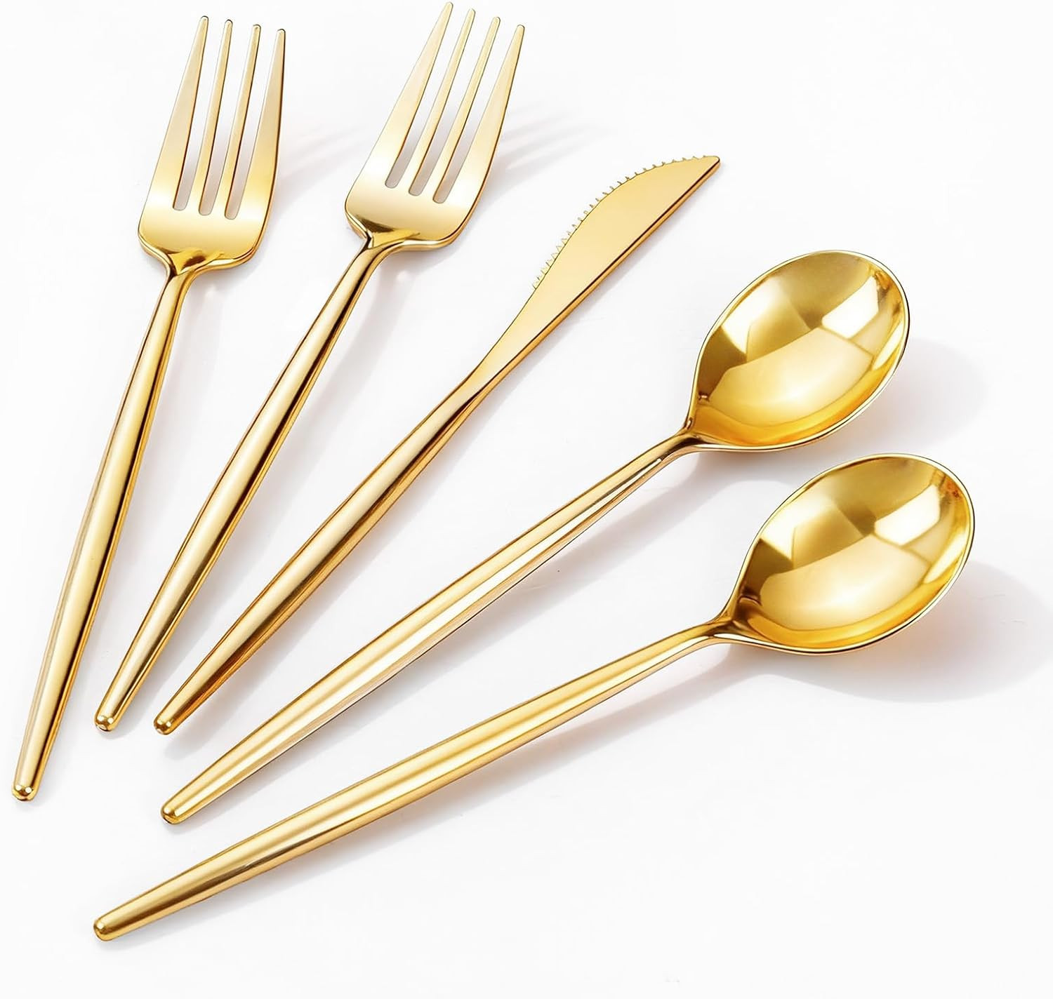 90Pcs Gold Plastic Silverware, Gold Disposable Utensils, Plastic Cutlery Include 30 Plastic Knives, 60 Forks and Spoons, Fancy Plastic Silverware Heavy Duty for Party | Amazon (US)