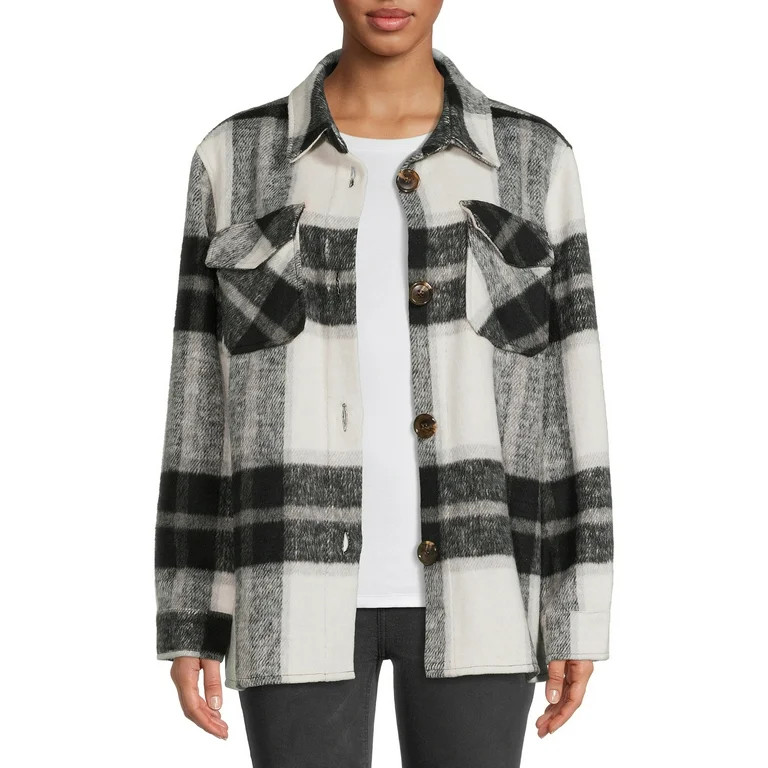 Jason Maxwell Women's Long Sleeve Relaxed Fit Plaid Fashion Jacket | Walmart (US)