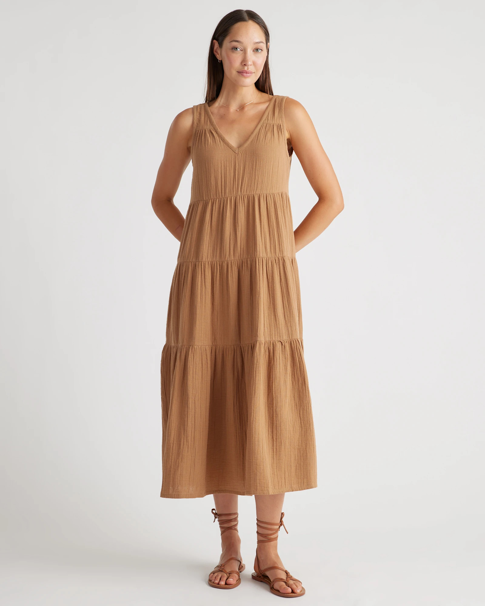 100% Organic Cotton Gauze Tiered Maxi Dress | Quince
