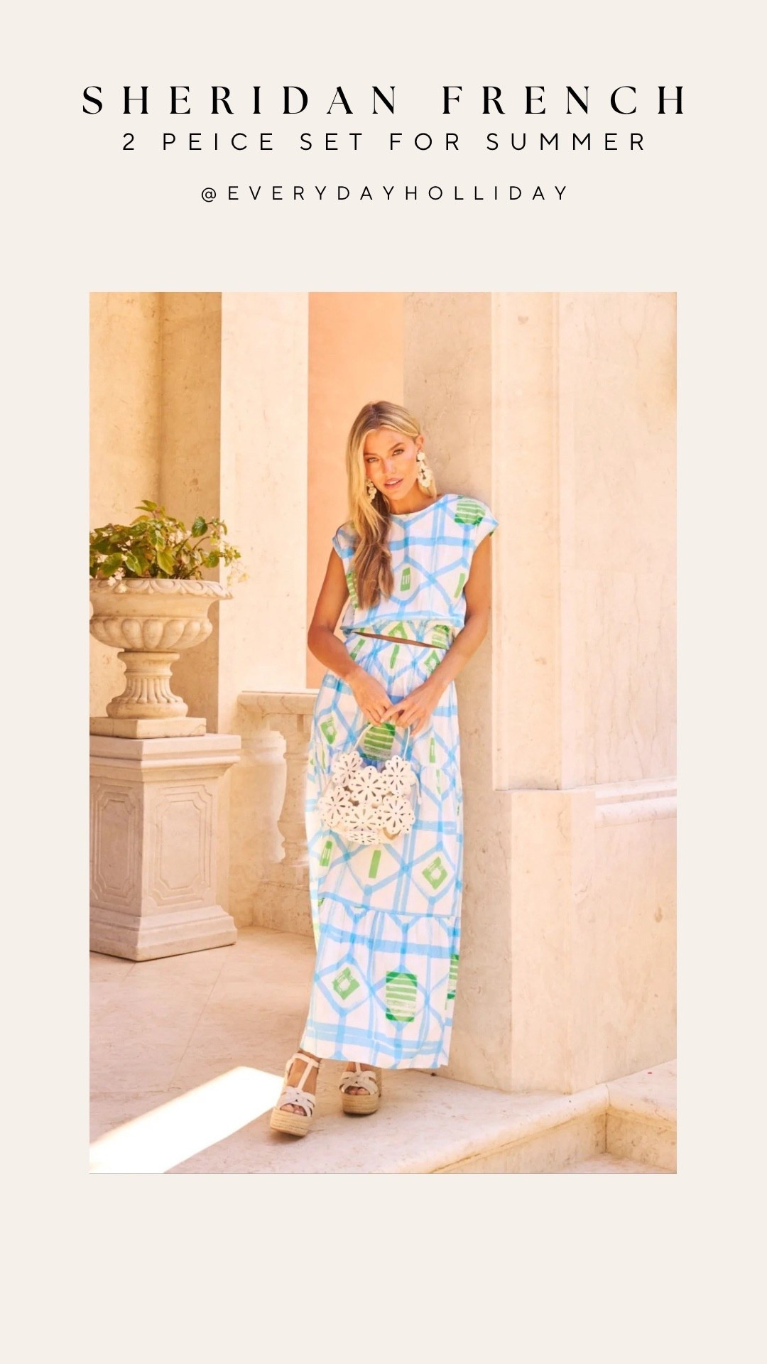 This Sheridan French two piece set is giving every right answer for summer 🩵 The blue lattice print, the espadrille wedges, the crochet bag — it’s a full moment. The kind of outfit that makes vacation photos look effortless. Would you wear this as a set or style the pieces separately?​​​​​​​​​​​​​​​​

#LTKBeauty #LTKgrwm #LTKootd