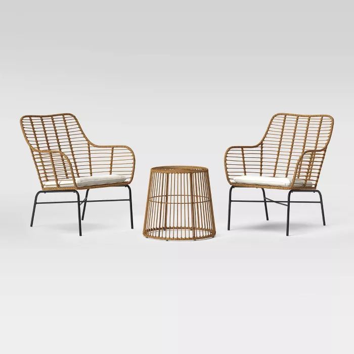 3pc Natural Resin Wicker Patio Chat Set - Linen - Project 62™ | Target