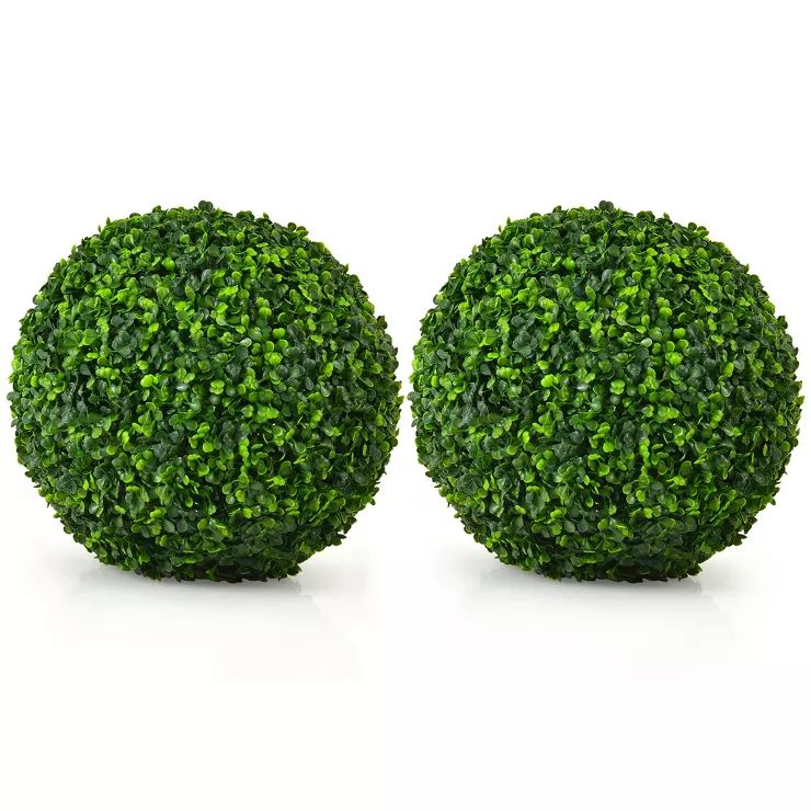 Costway 2 PCS 15.7'' Artificial Boxwood Topiary Balls UV Protected Indoor Outdoor | Target