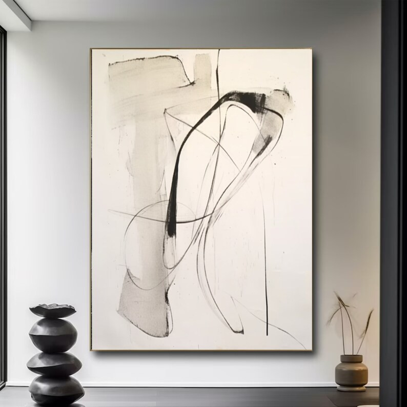 Oversized Beigetextured Wall Art Large Beige Wabi-sabi Wall Art Beige Black Texture Painting Mini... | Etsy (US)