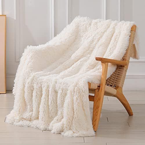 Decorative Extra Soft Fuzzy Faux Fur Throw Blanket 50" x 60",Solid Reversible Lightweight Long Hair  | Amazon (US)