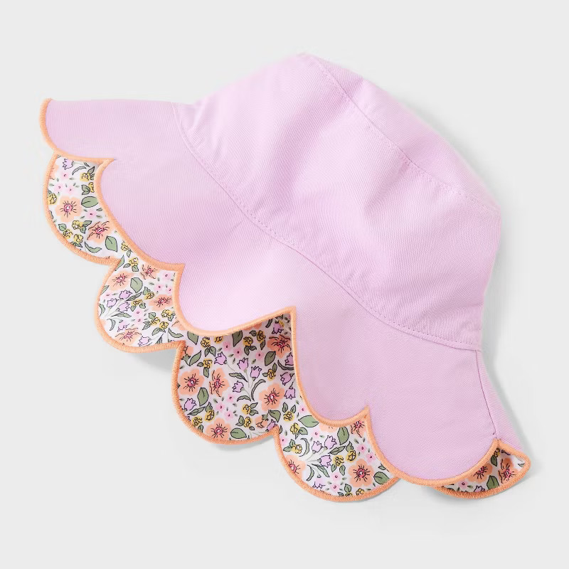 Girls' Reversible Scalloped Edge Bucket Hat - Cat & Jack™ Purple | Target