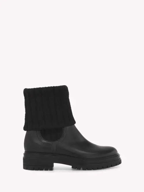 Gianvito Rossi Tenney Booties in Black Calf And Fabric at Nordstrom, Size 41 | Nordstrom