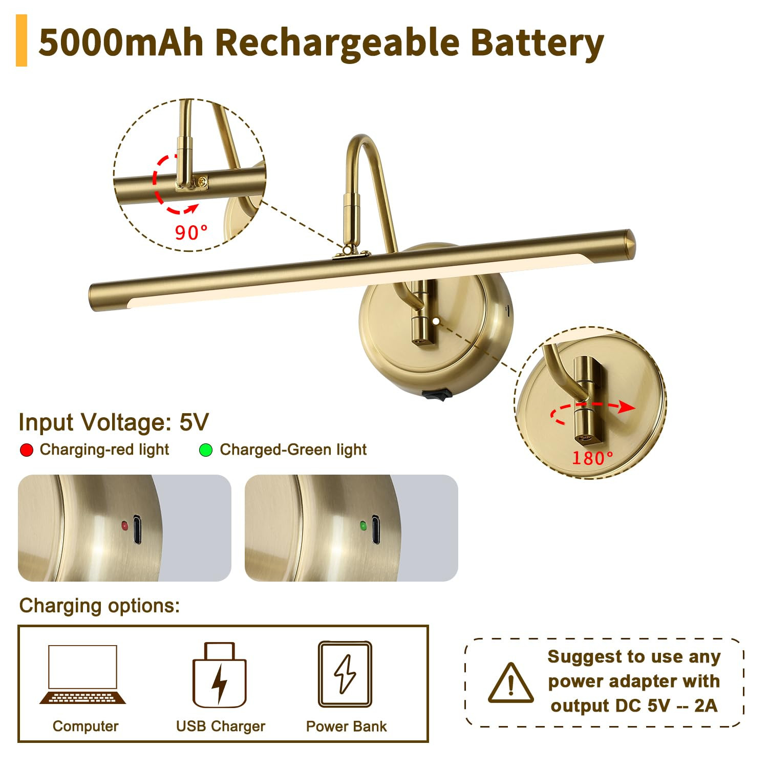 JOOSENLUX Battery Operated Picture Light Gold - Modern Wireless Picture Lights for Wall Dimmable ... | Amazon (US)