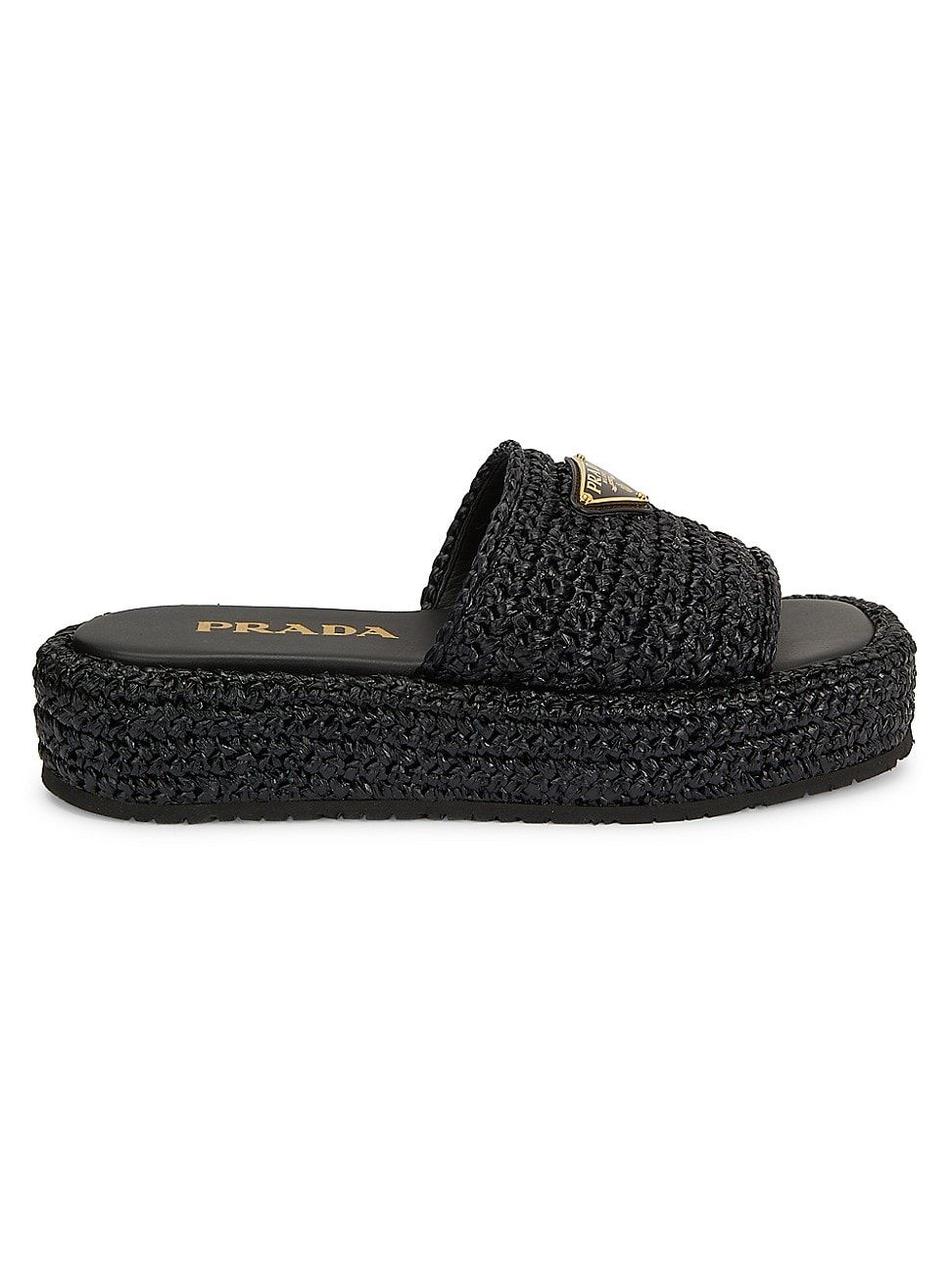 Women's Raffia Flatform Sandals - Nero - Size 8 - Nero - Size 8 | Saks Fifth Avenue