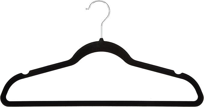 AmazonBasics Slim, Velvet, Non-Slip Clothes Suit Hangers, Black/Silver - Pack of 100 | Amazon (US)