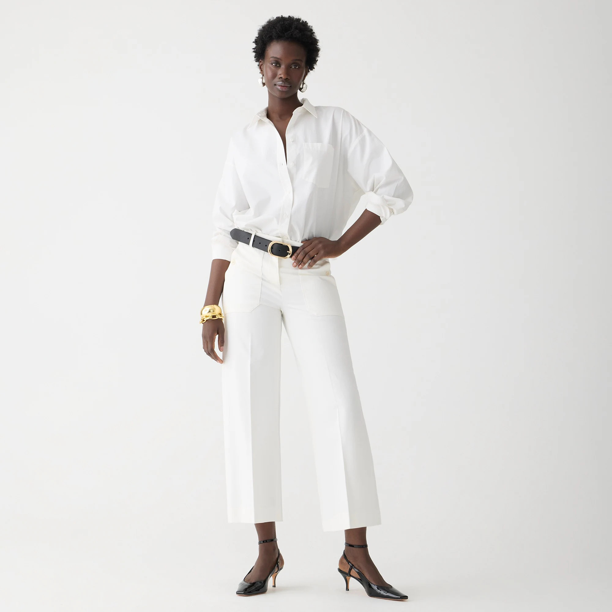 Wide-leg pant in bi-stretch cotton | J. Crew US